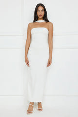 Stylish Fusion Halter Maxi Dress White