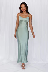 The Samara Satin Maxi Dress Sage
