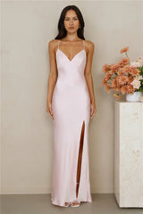 The Sophia Satin Maxi Dress Pink