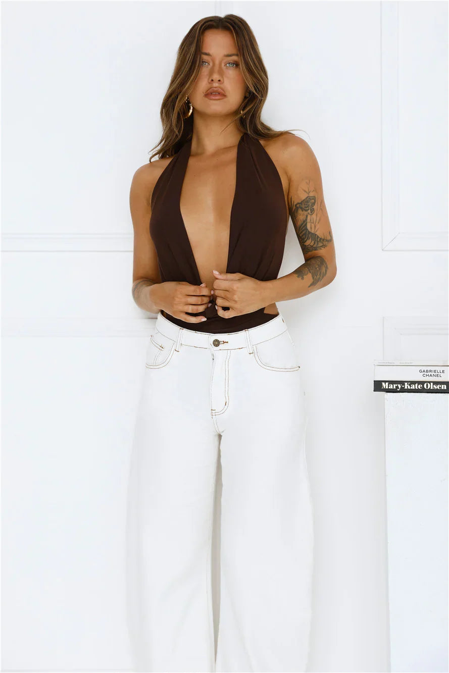 Style Stunner Halter Bodysuit Brown