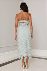 Timeless Classic Strapless Lace Maxi Dress Sage