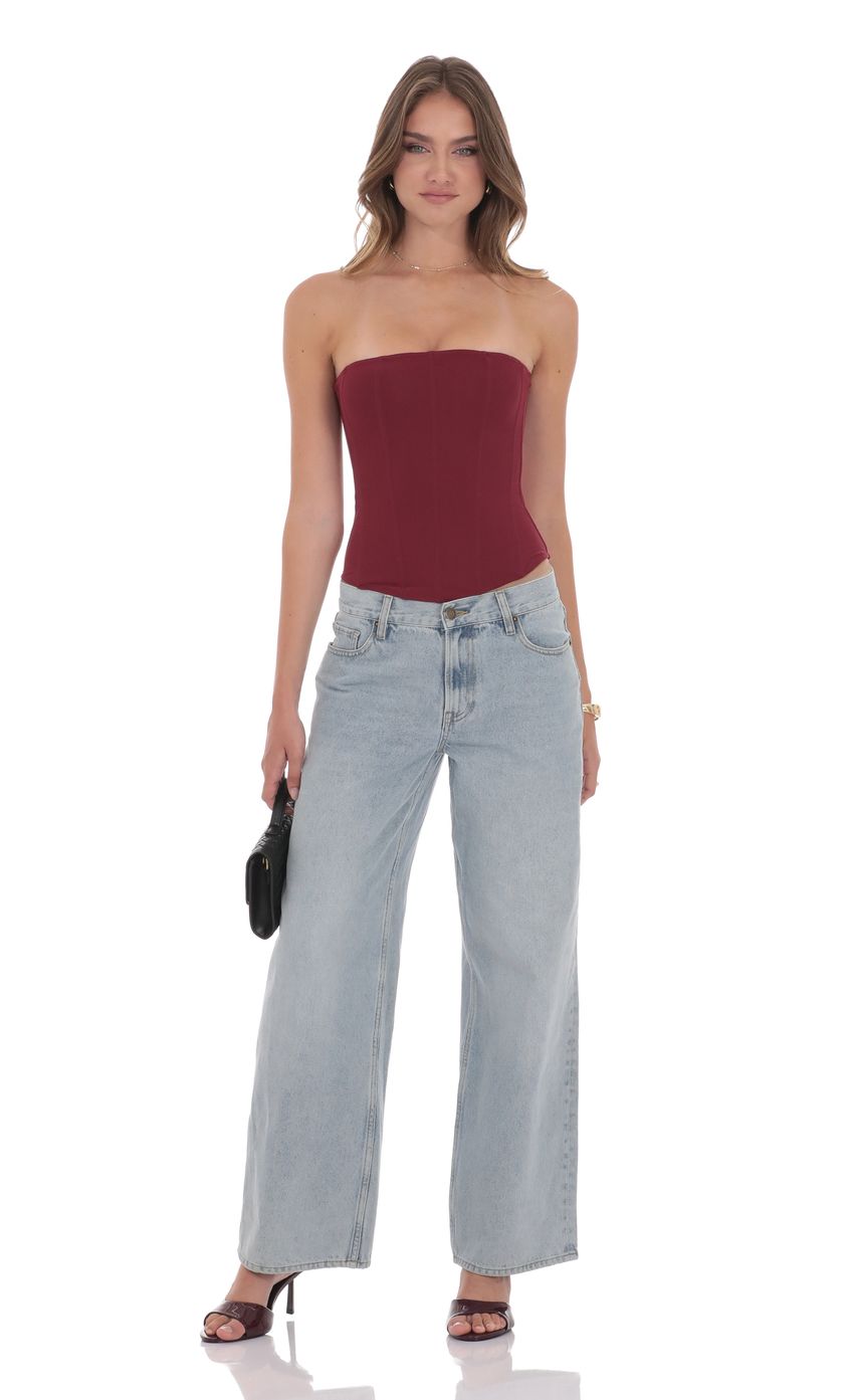 Strapless Corset Top in Maroon