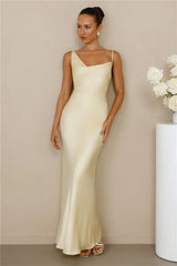 The Madeline Cowl Satin Maxi Dress Yellow