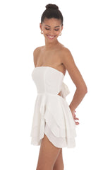 Strapless Asymmetrical Dress in White