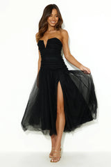 Under Stars Tulle Maxi Dress Black