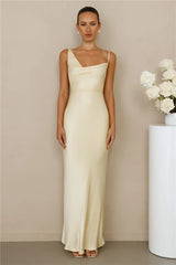 The Madeline Cowl Satin Maxi Dress Yellow