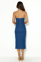 Successful Girl Strapless Midi Dress Denim