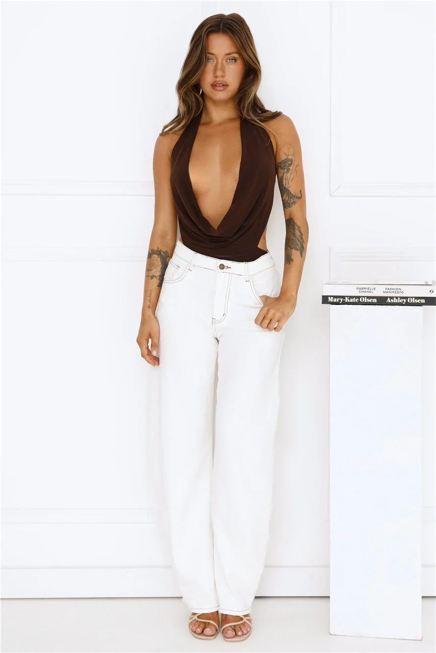Style Stunner Halter Bodysuit Brown