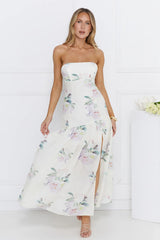 Sunset Whispers Strapless Maxi Dress Cream