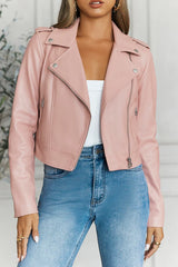 Valley Escape Faux Leather Jacket Pink