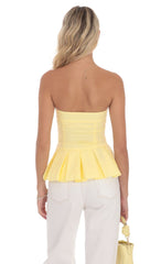 Strapless Peplum Top in Yellow